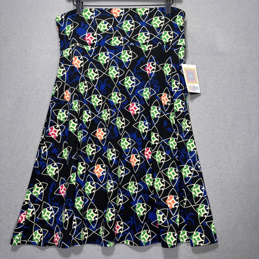 LuLaRoe Skirt Womens XL Geometric Floral Flare Knee Length Stretch NWT